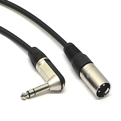 Balanced Lead Xlr Male To Right Angle Trs Jack, Cable Length And Colour 